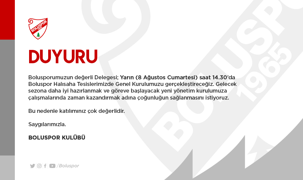 Boluspor Kulübünden Açıklama !